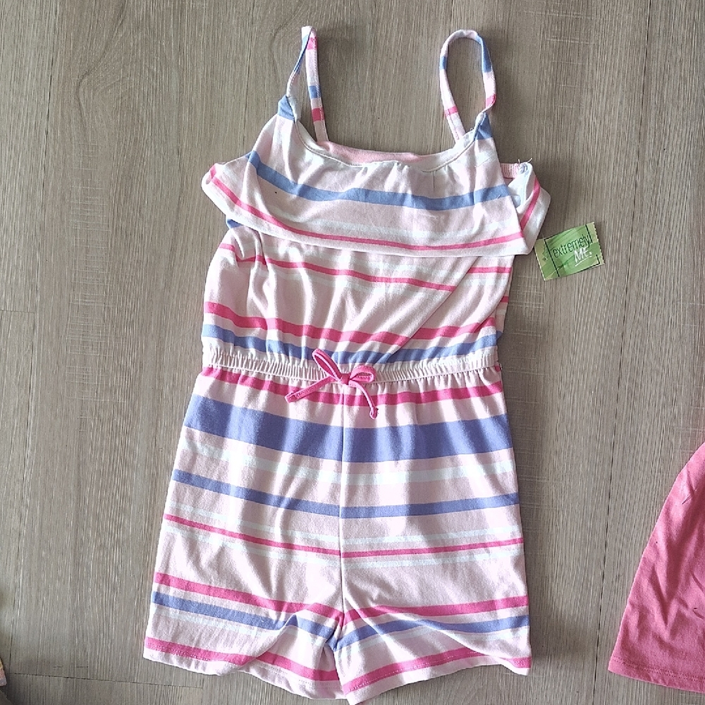 Striped Kids Romper- Pink, Blue, White 6x
